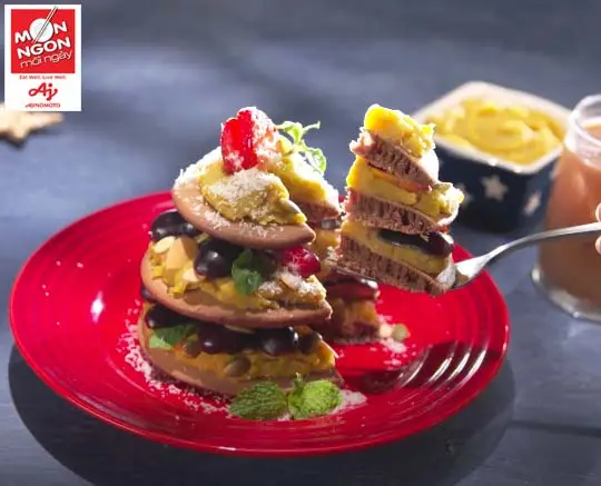 Cach lam Pancake socola giang sinh Buoc 6
