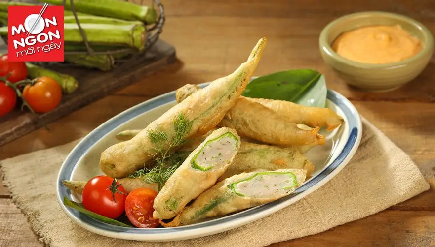 Đậu bắp nhồi chả c&aacute; chi&ecirc;n