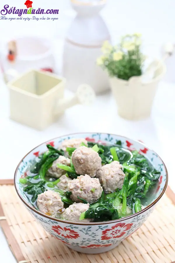 c&aacute;ch l&agrave;m canh rau cải thịt vi&ecirc;n 6