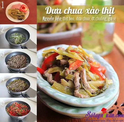 Dưa chua x&agrave;o thịt nạc 1