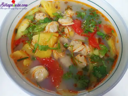 Cách làm canh ngao nấu dứa giá đỗ sả chua ngọt siêu ngon