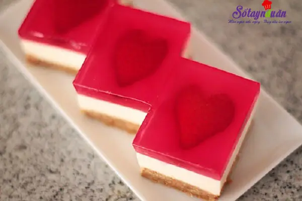 C&aacute;ch l&agrave;m cheesecake thạch tr&aacute;i tim tặng người thương kết quả