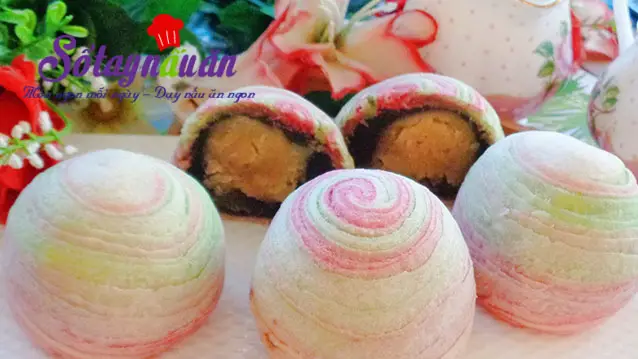 Học làm bánh trung thu cầu vồng bảy sắc đẹp mê mẩn